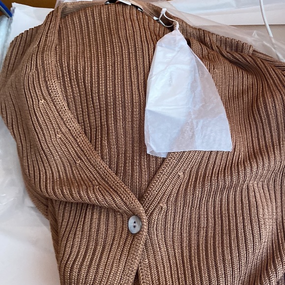 Ribbed Button Cardigan - Chestnut - Picture 5 of 5